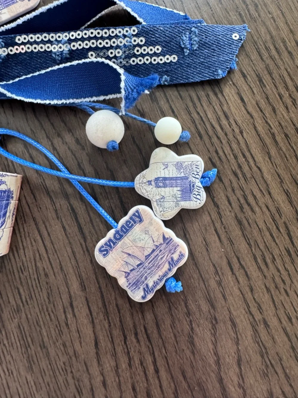 NEW Blue Travel London Paris Charm Keychain Tassel